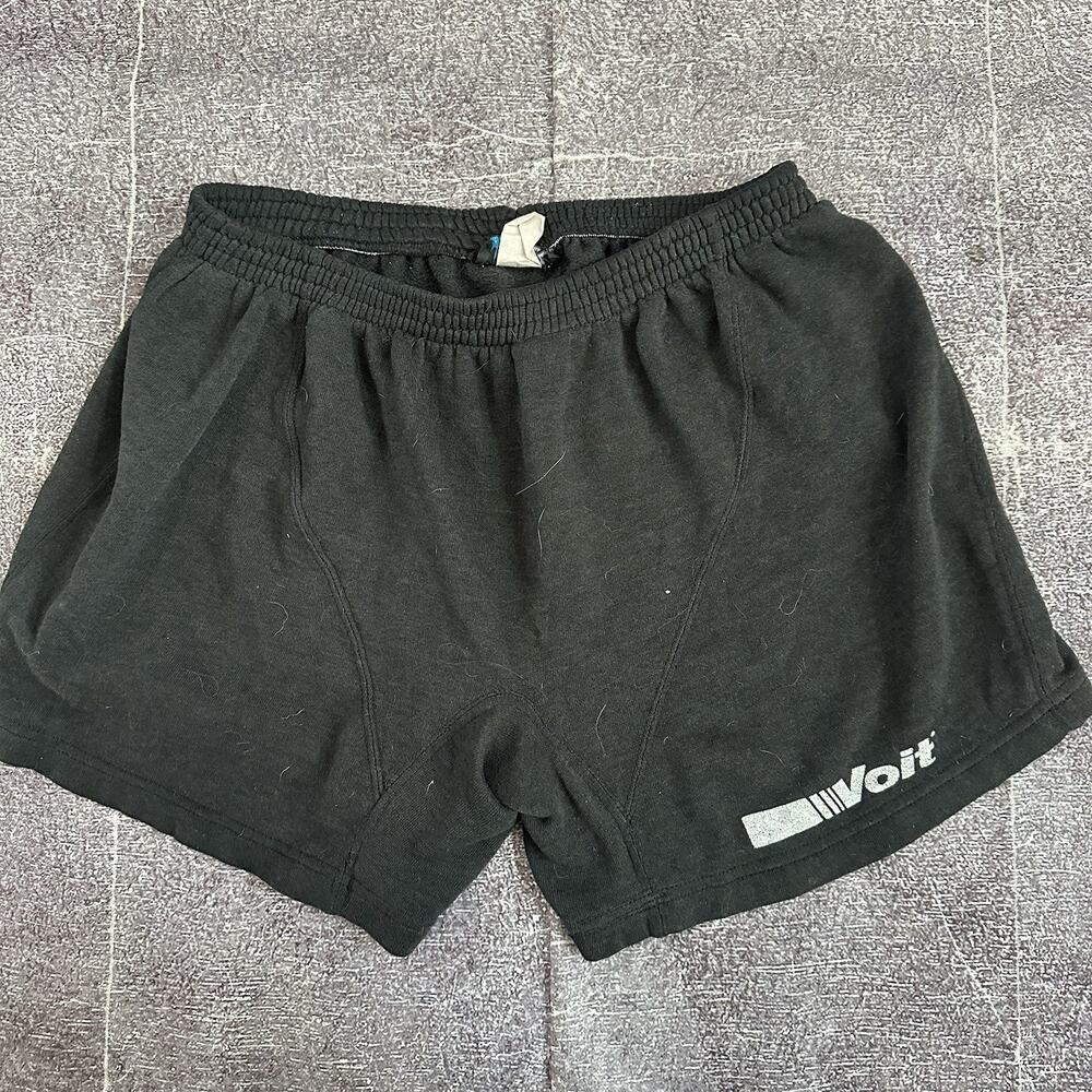 Men's Vintage 70's Voit USA 3" Cotton Heather Black Spell Out Gym Shorts Sz M